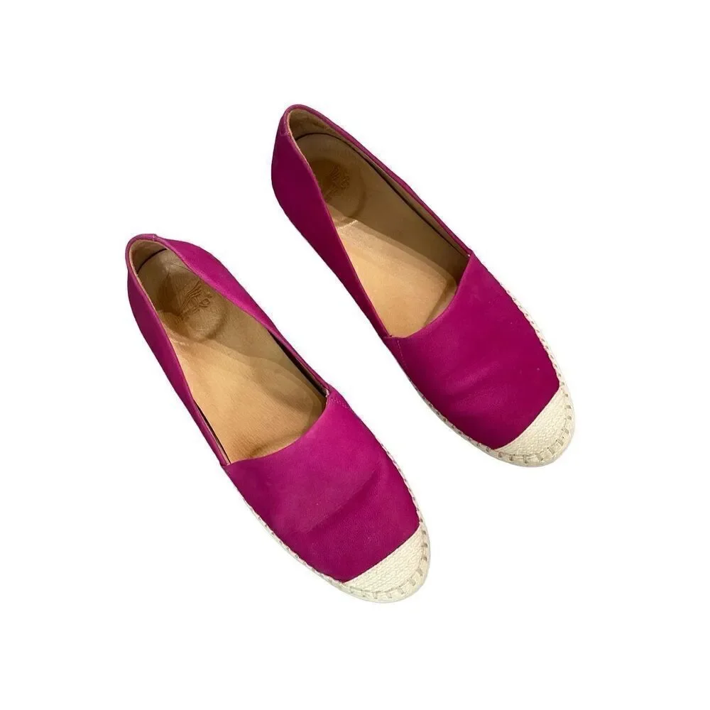 Dansko Womens Pink Leather Slip On Loafer Espadrille Flats Sandal Size 41